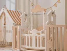 Большой детский игровой манеж, комплекс с качелями