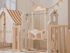 Большой детский игровой манеж, комплекс с качелями