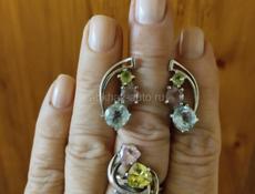 Серьги и кольцо из серебра