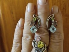 Серьги и кольцо из серебра