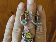 Серьги и кольцо из серебра