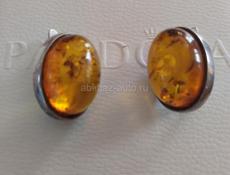 Серьги из серебра с янтарем