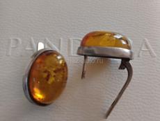 Серьги из серебра с янтарем