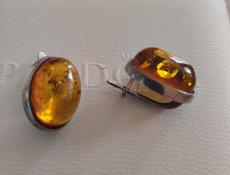 Серьги из серебра с янтарем