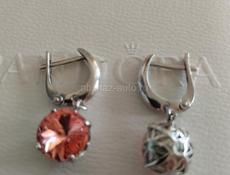 Серьги из серебра с камнями. 2 вида