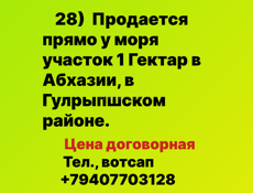 Продается у моря 1 гектар в Гулрыпшском районе, в Абхазии 