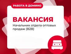 Компания Домино приглашает на работу начальника отдела оптовых продаж (B2B).  Доход: от 100 000 до 200 000+  