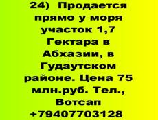 Продается прямо у моря участок 1,7 Гектара в Абхазии