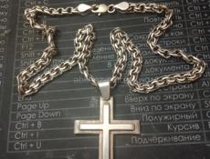 Цепь серебро с крестиком мужской (Бисмарк).