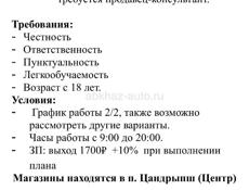 Продавец консультант Цандрыпш