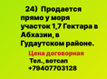 У моря участок 1,7 Гектара в Абхазии