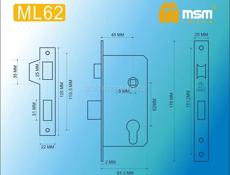 Замок Врезной MSM ML62 (SN) (никель) [тег. замки]