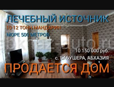 Продается дом в с. Бабушера, Абхазия. Сад большой. 10-12 тонн мандарин. Море 500 метров. Рядом сероводородный источник.