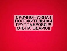 СРОЧНО НУЖНА 4 ПОЛОЖИТЕЛЬНАЯ КРОВЬ! ОТБЛАГОДАРИМ!