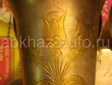 Набор из 6 стаканов (стопки с раструбом) для коньяка мельхиор позолота скань цветок штамп  3ЮММЕТ ЛКЦ