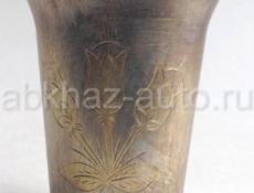 Набор из 6 стаканов (стопки с раструбом) для коньяка мельхиор позолота скань цветок штамп  3ЮММЕТ ЛКЦ