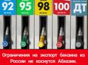 Ограничения на экспорт бензина из России не коснутся Абхазии.